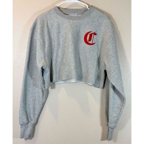 Champion Life Women's Small Reverse Weave Crop Cut Off Crew Sweatshirt Top - Picture 2 of 11